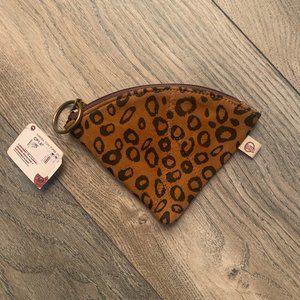 NWT VAAN & CO. SAMOSA LEATHER COIN PURSE CHEETAH & BLACK